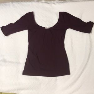Garage 3/4 sleeve scoop neck top in Maroon